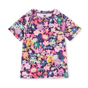 Tea Collection Caribbean Floral Short Sleeve Rashguard and Ruffle Bottom Set